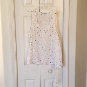 Top w/pocket white silk & black accents size m